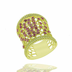 ZDR27329-G  STERLING SILVER 925 GOLD PLATED FINISH TWO TONE ART DECO DESIGN