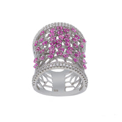 ZDR27329  STERLING SILVER 925 RHODIUM PLATED FINISH ART DECO DESIGN RING