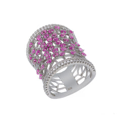 ZDR27329  STERLING SILVER 925 RHODIUM PLATED FINISH ART DECO DESIGN RING