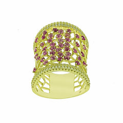 ZDR27329-G  STERLING SILVER 925 GOLD PLATED FINISH TWO TONE ART DECO DESIGN