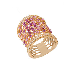 ZDR27329-RG  STERLING SILVER 925 ROSE GOLD PLATED FINISH ART DECO DESIGN RING