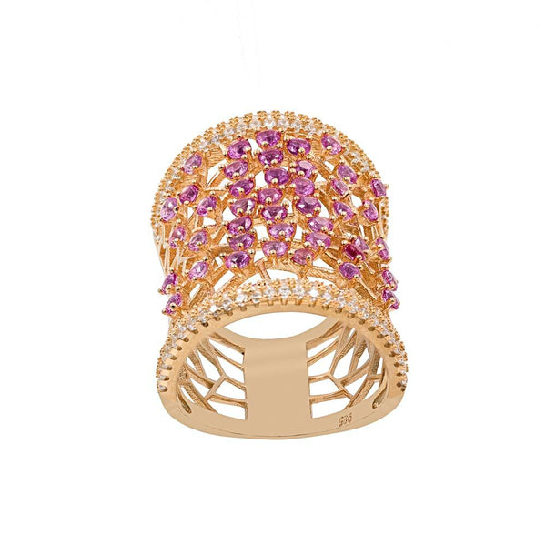 ZDR27329-RG  STERLING SILVER 925 ROSE GOLD PLATED FINISH ART DECO DESIGN RING