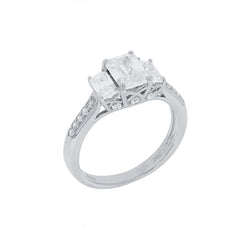 ZDR492 STERLING SILVER 925 RHODIUM PLATED FINISH CUBIC ZIRCONIA ENGAGEMENT RING