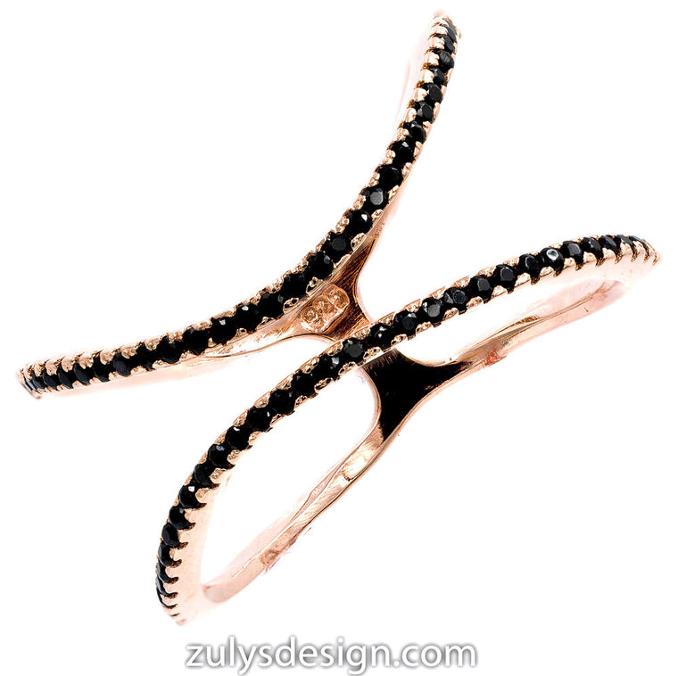 ZDR511-RGB  STERLING SILVER 925 ROSE GOLD PLATED CZ OPEN RING DESIGN