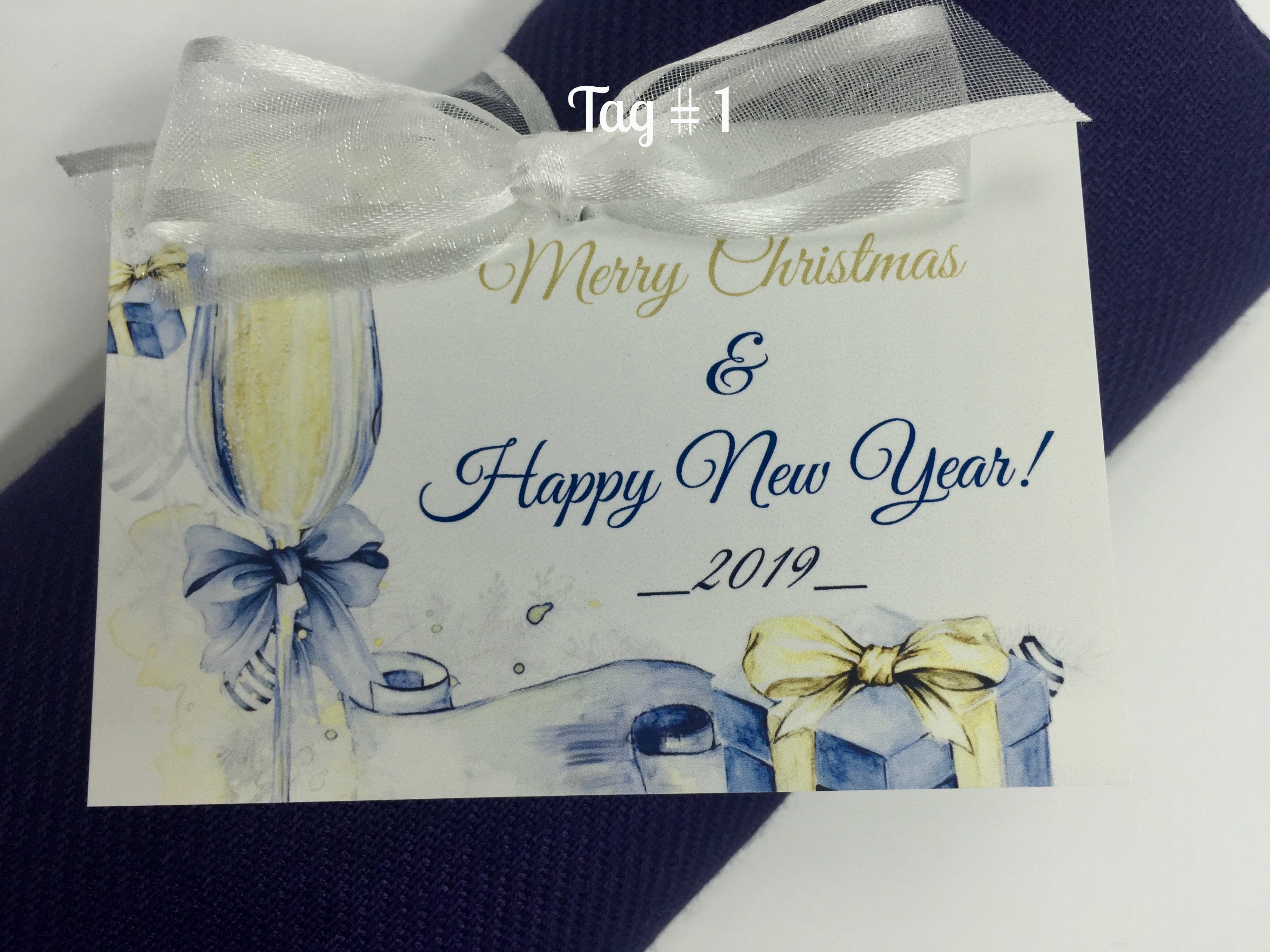 "Merry Christmas and Happy New year " Gift Tag with any Color Pashmina