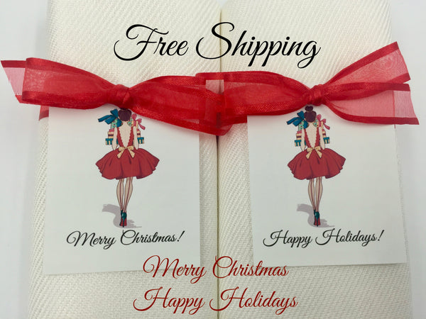 "Happy Holidays" Gift Tag with any Color Pashmina