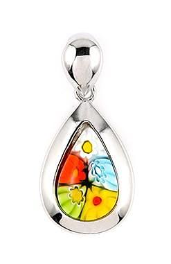 ZDP679  MILLEFIORI MULTI COLOR SMALL DROP PENDANT