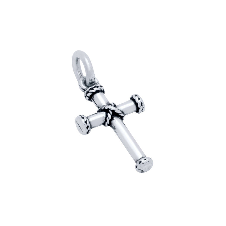 ZDC1458 STERLING SILVER 11MM PIPE MOTIF CROSS CHARM