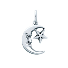 ZDC1442 STERLING SILVER CRESCENT MOON AND STAR CHARM