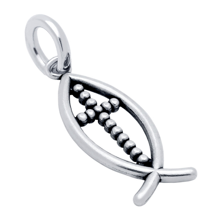 ZDC1231  ICHTHYS FISH AND CROSS CHARM