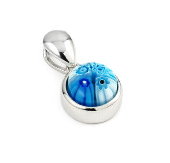 ZDP655  LIGHT BLUE MILLEFIORI 8MM ROUND PENDANT