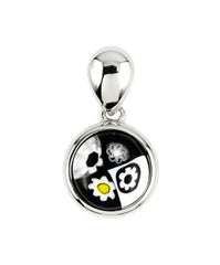 ZDP654  BLACK AND WHITE MILLEFIORI 8MM ROUND PENDANT