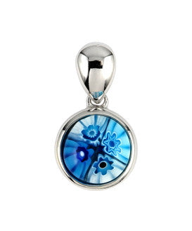 ZDP655  LIGHT BLUE MILLEFIORI 8MM ROUND PENDANT