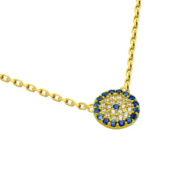 ZDN3196  GOLD PLATED BLUE EYE CZ PAVE NECKLACE 16" + 2"