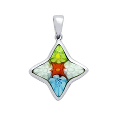 ZDP4120  MULTICOLOR MILLEFIORI 14x15MM STAR SHAPED PENDANT