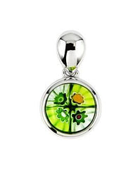 ZDP649  GREEN MILLEFIORI 8MM ROUND PENDANT