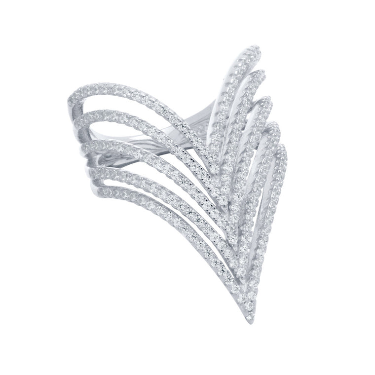 ZDR2255  RHODIUM PLATED 5-ROW CZ MICRO PAVE CHEVRON 