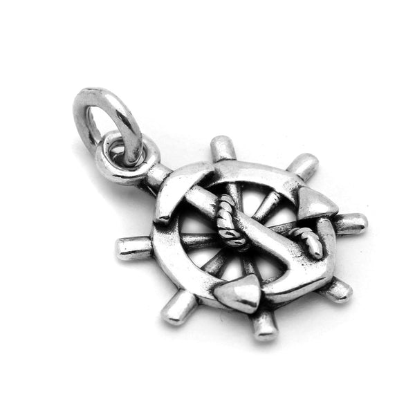 ZDC1513  STERLING SILVER ANCHOR AND HELM CHARM