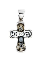 ZDP1943  BLACK AND WHITE MILLEFIORI CROSS PENDANT