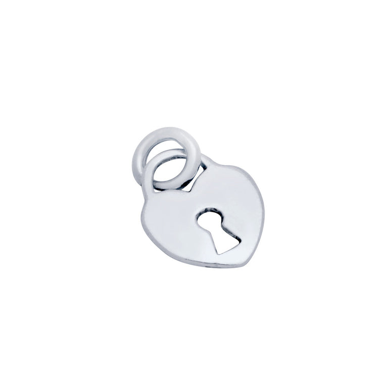 ZDC1443  STERLING SILVER HEART SHAPED PADLOCK CHARM