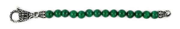 ZDB84S  TWISTED BLADE INTRICATE MALACHITE BEAD BRACELET