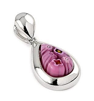 ZDP680  MURANO MILLEFIORI PINK SMALL DROP PENDANT