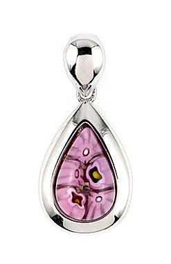 ZDP680  MURANO MILLEFIORI PINK SMALL DROP PENDANT