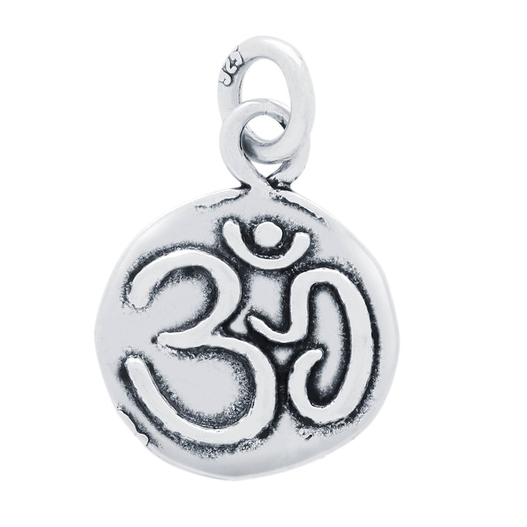 ZDC1412  DOUBLE-SIDED OM AND LOTUS MEDALLION CHARM