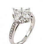 ZDR1235  925 STERLING SILVER ROUND AND MARQUISE CZ FLOWER RING