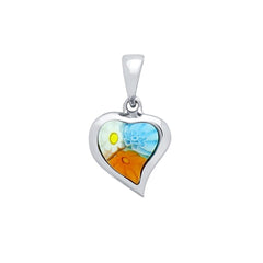 ZDP4100  MULTICOLOR MILLEFIORI 8x8MM HEART SHAPED PENDANT