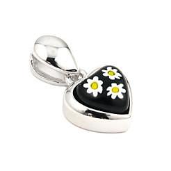 ZDP1017  BLACK AND WHITE MILLEFIORI SMALL HEART PENDANT