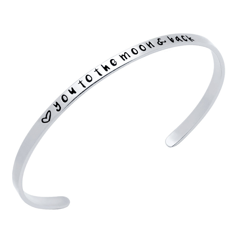 ZDB041  STERLING SILVER "♥ YOU TO THE MOON & BACK" BANGLE