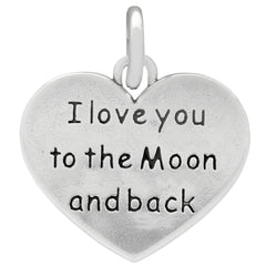 ZDC1187  MOON AND STAR SILVER HEART CHARM