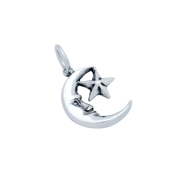 ZDC1442 STERLING SILVER CRESCENT MOON AND STAR CHARM