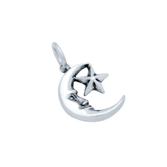 ZDC1442 STERLING SILVER CRESCENT MOON AND STAR CHARM