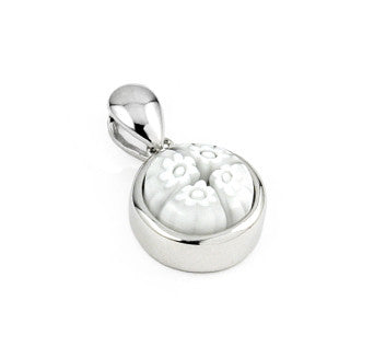 ZDP659-WHT  WHITE MILLEFIORI 10MM ROUND PENDANT