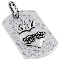 ZDPT049  HAMMER FINISH SACRED HEART DOG TAG