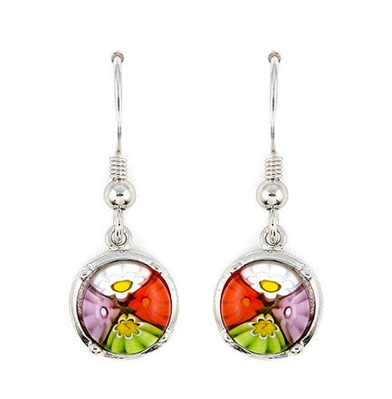 ZDE165 MULTI COLOR MILLEFIORI 8MM ROUND EARRINGS