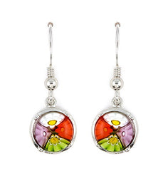 ZDE165 MULTI COLOR MILLEFIORI 8MM ROUND EARRINGS