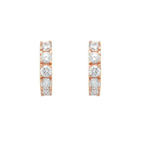 ZDE1868-RG STERLING SILVER 925 ROSE GOLD PLATED FINISH 15MM ROUND HUGGIE CZ EARRINGS