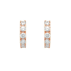 ZDE1868-RG STERLING SILVER 925 ROSE GOLD PLATED FINISH 15MM ROUND HUGGIE CZ EARRINGS