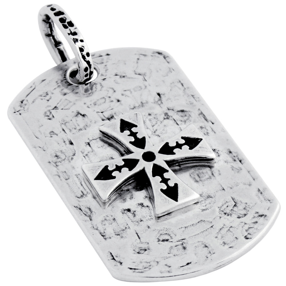 ZDPT048  HAMMER FINISH MALTESE CROSS DOG TAG