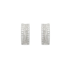 ZDE1871-SL  RHODIUM PLATED FINISH DOUBLE ROW CZ 14MM ROUND HUGGIE EARRINGS