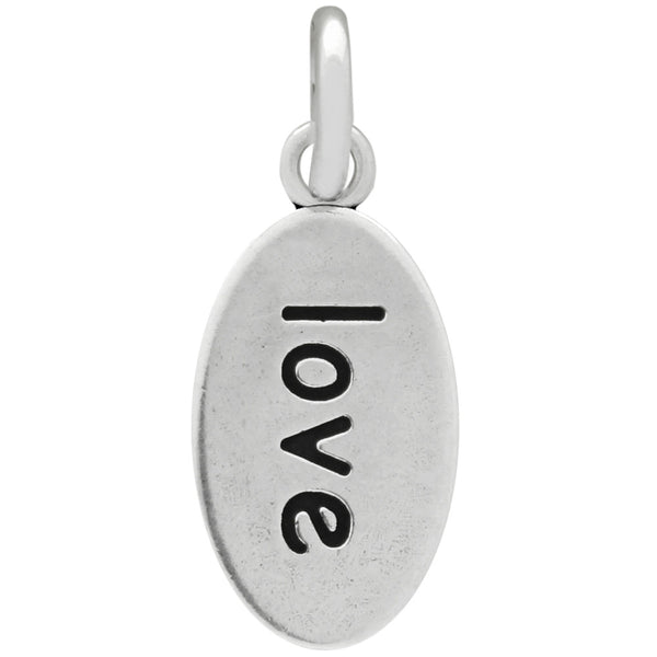 ZDC1184  OVAL HEART AND LOVE SILVER CHARM