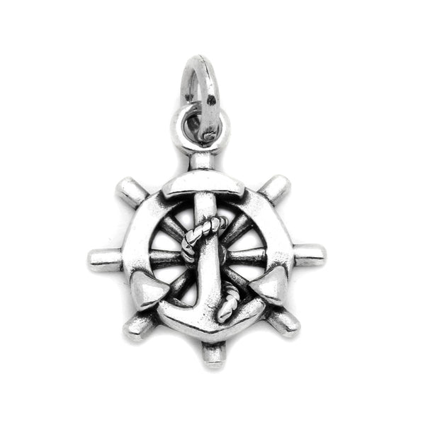 ZDC1513  STERLING SILVER ANCHOR AND HELM CHARM