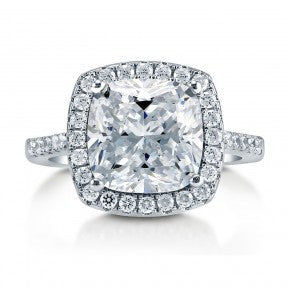ZDR505 STERLING SILVER 925 RHODIUM PLATED CUBIC ZIRCONIA ENGAGEMENT RING