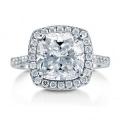 ZDR505 STERLING SILVER 925 RHODIUM PLATED CUBIC ZIRCONIA ENGAGEMENT RING